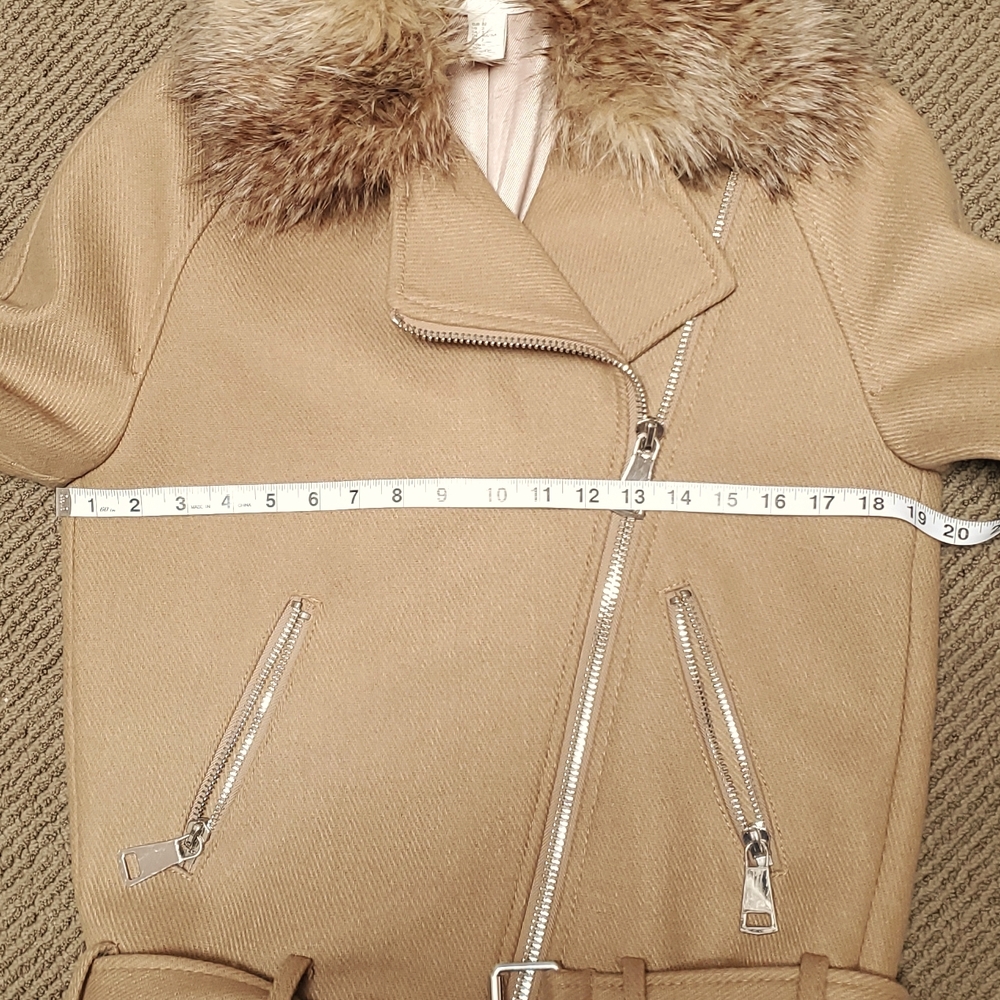 H&M wool blend Long biker jacket, Size 2 - Picture 12 of 16